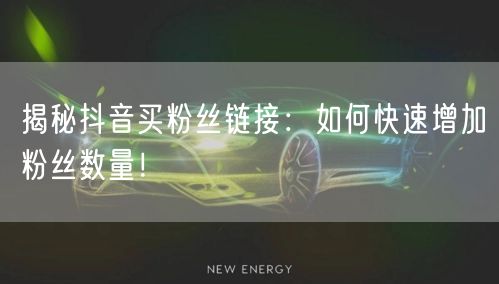 揭秘抖音买粉丝链接：如何快速增加粉丝数量！