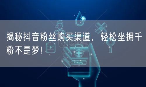 揭秘抖音粉丝购买渠道，轻松坐拥千粉不是梦！