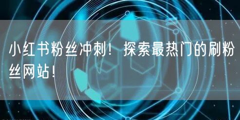 小红书粉丝冲刺！探索最热门的刷粉丝网站！