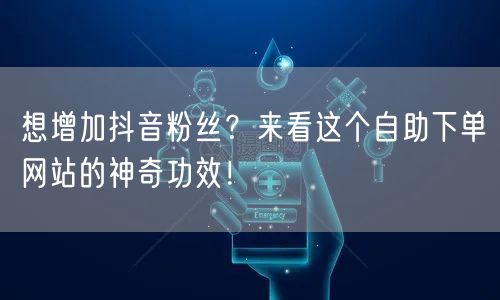 想增加抖音粉丝?来看这个自助下单网站的神奇功效!