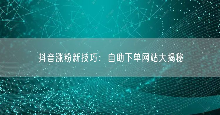 抖音涨粉新技巧：自助下单网站大揭秘