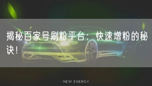 揭秘百家号刷粉平台：快速增粉的秘诀！