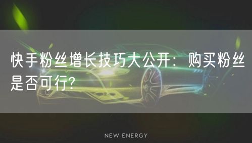 快手粉丝增长技巧大公开：购买粉丝是否可行?