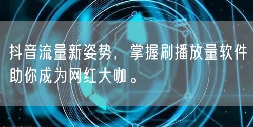 抖音流量新姿势，掌握刷播放量软件助你成为网红大咖。