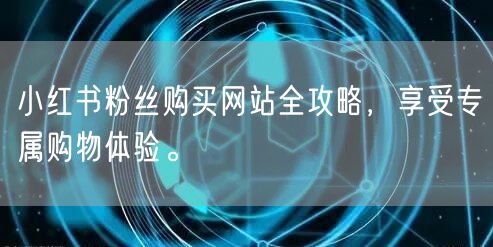 小红书粉丝购买网站全攻略，享受专属购物体验。