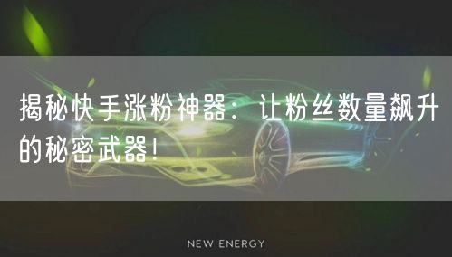 揭秘快手涨粉神器：让粉丝数量飙升的秘密武器！