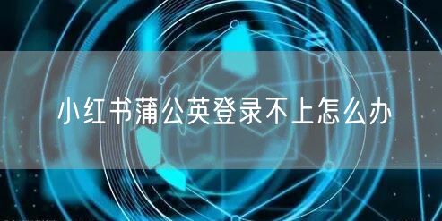 小红书蒲公英登录不上怎么办