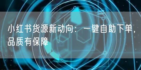 小红书货源新动向：一键自助下单，品质有保障
