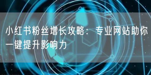 小红书粉丝增长攻略：专业网站助你一键提升影响力