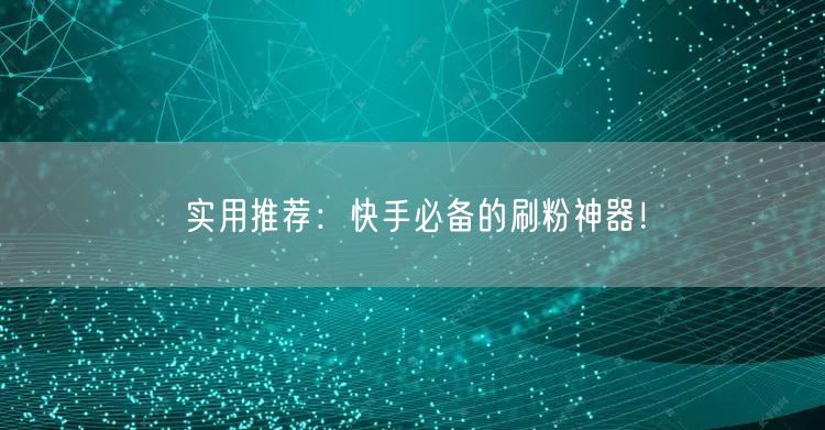 实用推荐:快手必备的刷粉神器!