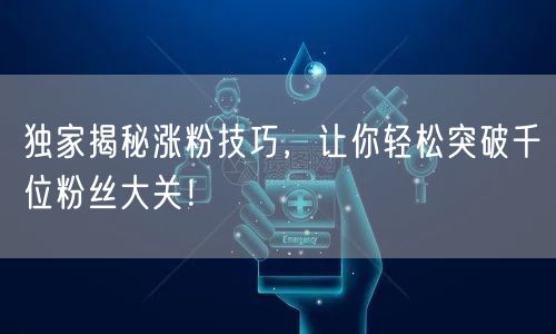 独家揭秘涨粉技巧，让你轻松突破千位粉丝大关！