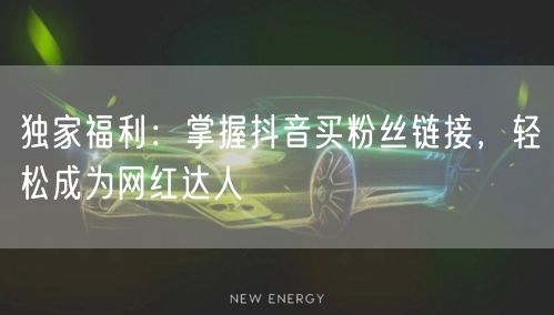 独家福利：掌握抖音买粉丝链接，轻松成为网红达人