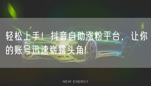 轻松上手！抖音自助涨粉平台，让你的账号迅速崭露头角!