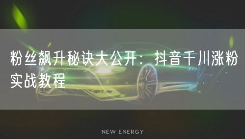 粉丝飙升秘诀大公开：抖音千川涨粉实战教程