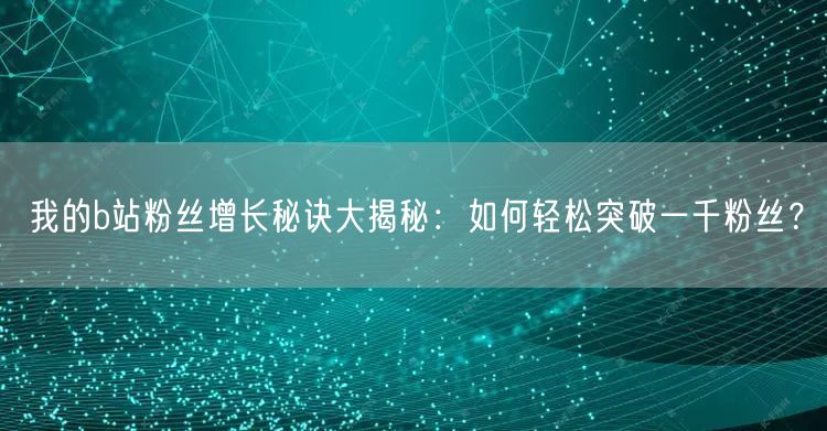 我的b站粉丝增长秘诀大揭秘：如何轻松突破一千粉丝？