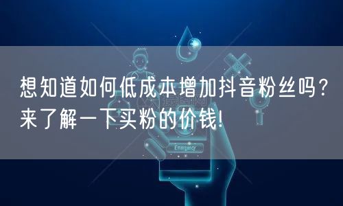 想知道如何低成本增加抖音粉丝吗？来了解一