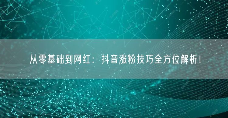 从零基础到网红：抖音涨粉技巧全方位解析！