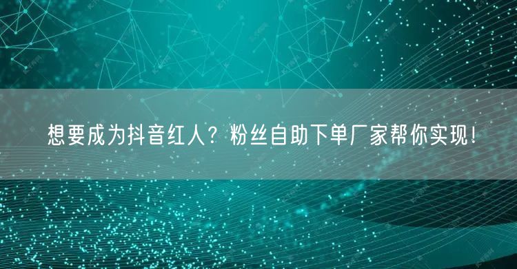 想要成为抖音红人？粉丝自助下单厂家帮你实现！
