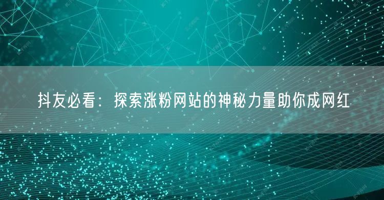 抖友必看：探索涨粉网站的神秘力量助你成网红