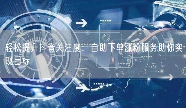 轻松提升抖音关注度：自助下单涨粉服务助你实现目标