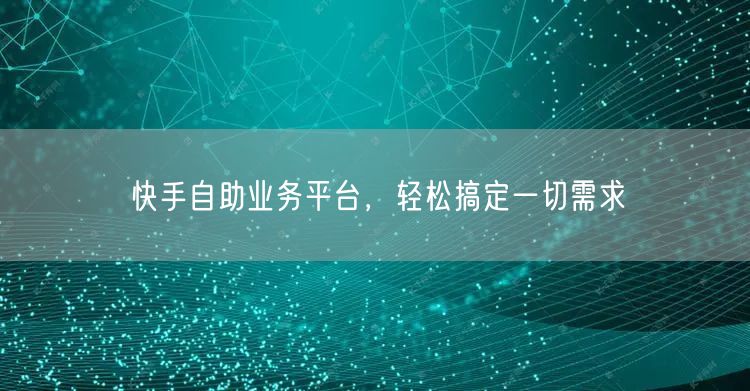 快手自助业务平台，轻松搞定一切需求