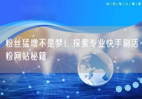 粉丝猛增不是梦!探索专业快手刷活粉网站秘籍